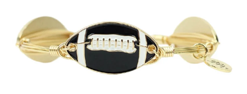 Rose Gold Bangles with Diamonds-The Football Bangle Bracelet - Black