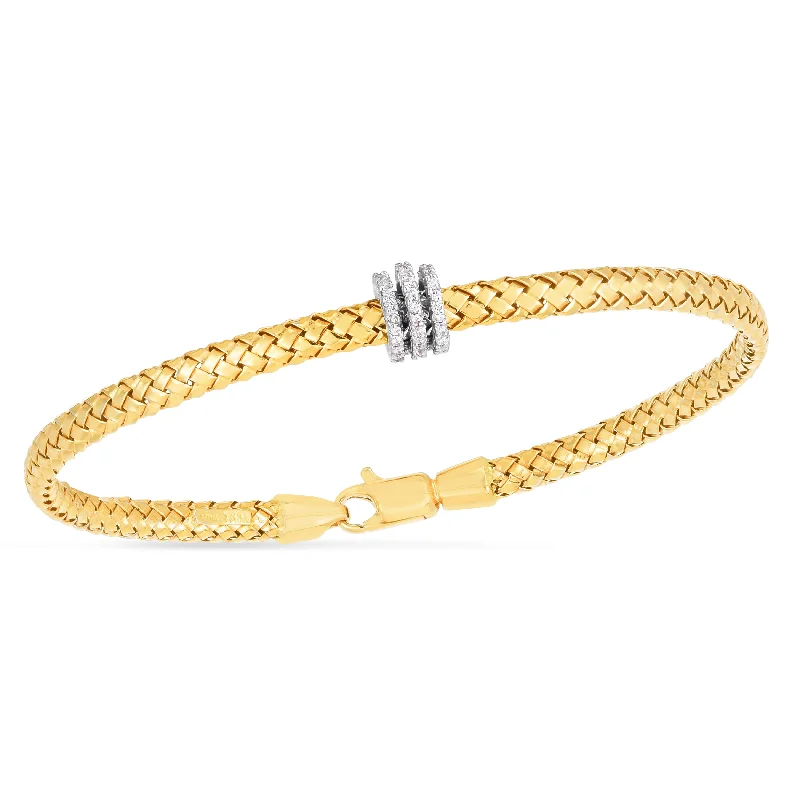 Custom Diamond Tennis Bracelets-14K Deco Woven Diamond Bracelet