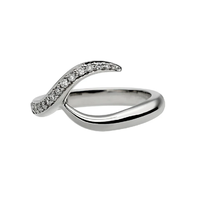 Cute Silver Ring for Women-Entwined Rapture50 Wedding Ring - Platinum & 0.11ct Diamond