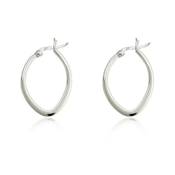 Classic Diamond Earrings-Sterling Silver Flat Oval Hoop Earrings