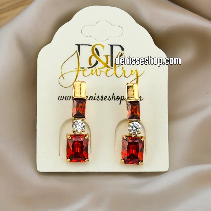 Handcrafted Sterling Earrings-18K RED STONE EARRINGS E546