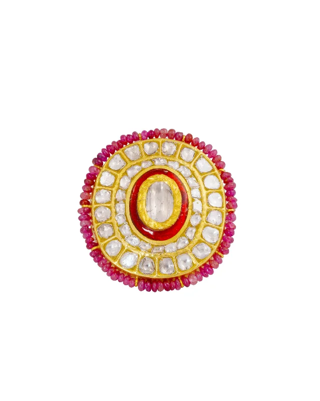 Large Statement Gold Ring-Krutika Polki Ring