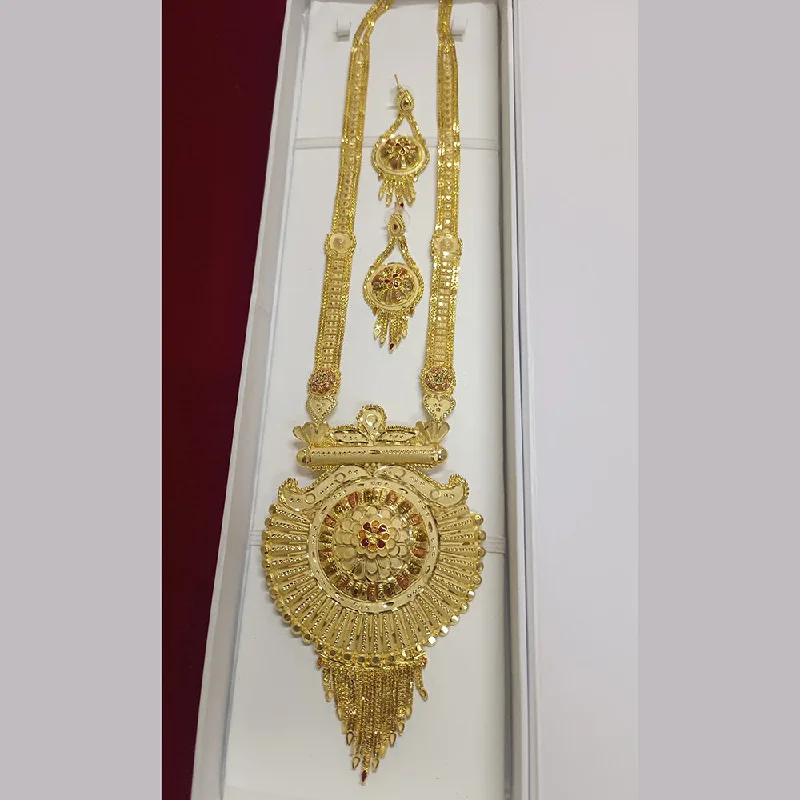 Pearl and Gold Necklace-Pari Art Jewellery Forming Long Necklace Set