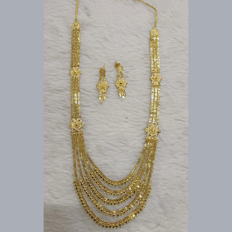 Long Dangle Necklace-Pari Art Jewellery Forming Multi Layer Long  Necklace Set