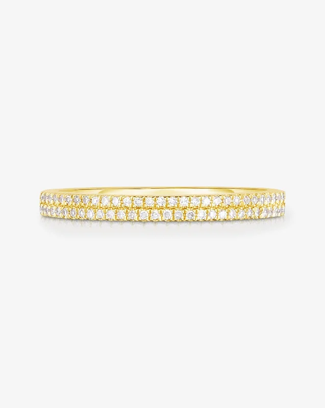 Unique Vintage Wedding Ring-Double Row Stackable Pavé Ring