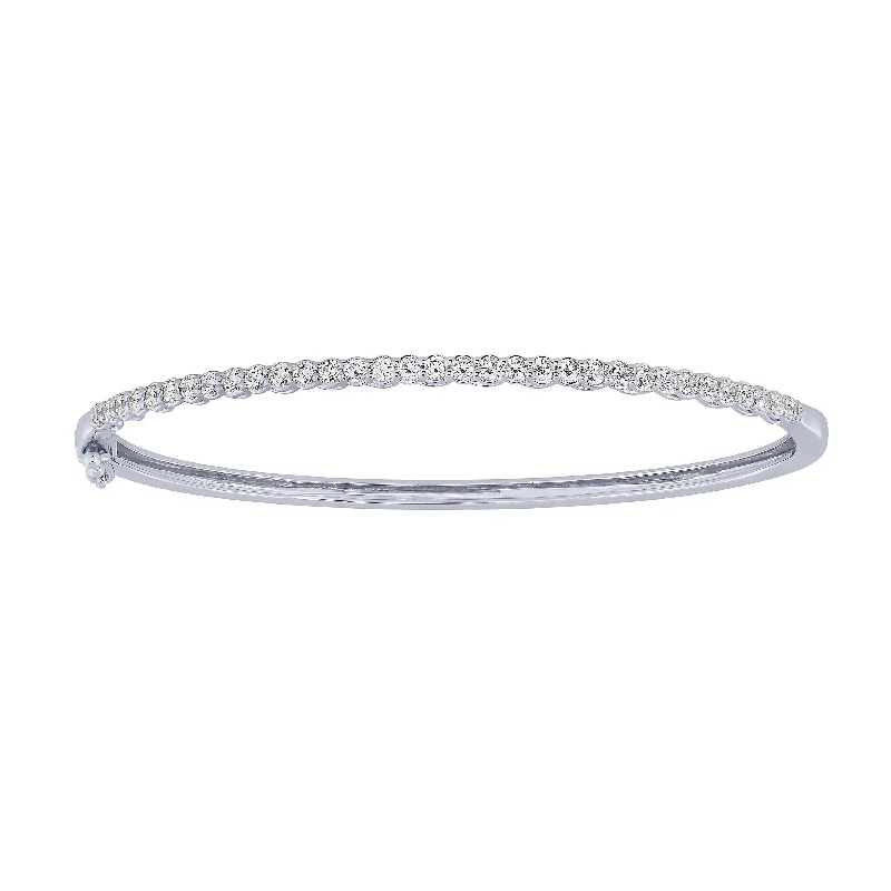 Unique Bracelet for Men-14K White Gold 1Ct Diamond Bangle