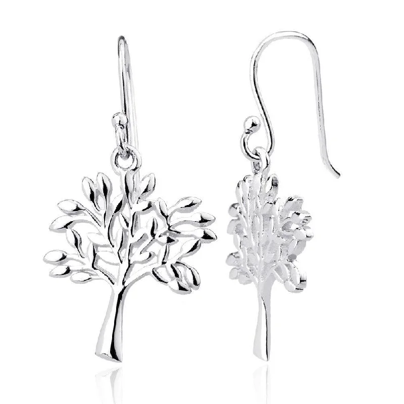 Simple Stud Earrings-Sterling Silver Tree Earrings