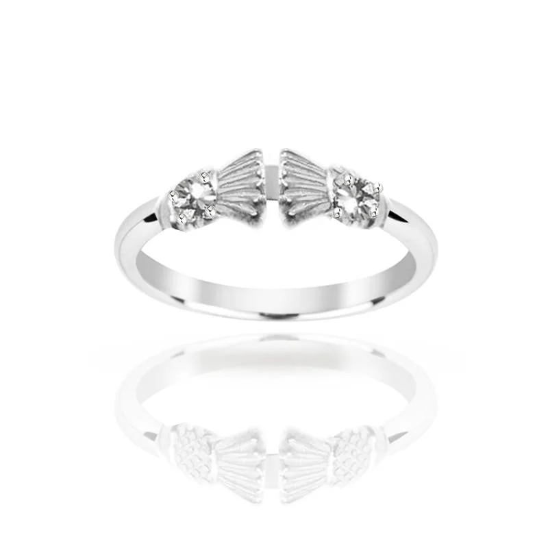 Round Diamond Ring-Traditional Edinburgh Scottish Thistle Torque Ring with Two Diamond