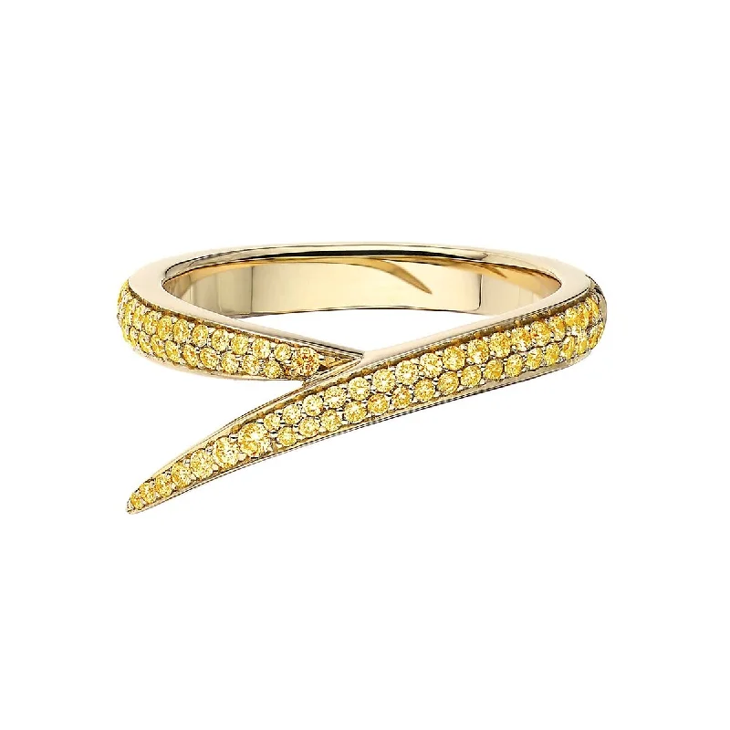 Modern Cocktail Diamond Ring-Interlocking Single Ring - 18ct Yellow Gold & Yellow Sapphire