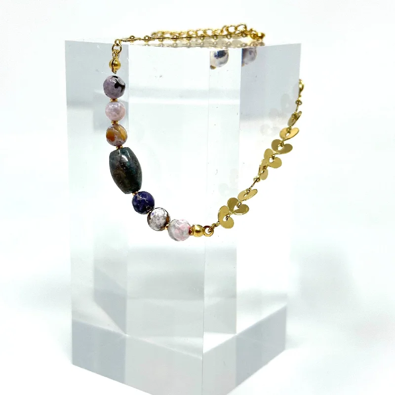 Simple Gold Cuff Bracelets-Solar Gemstone Chain Bracelet