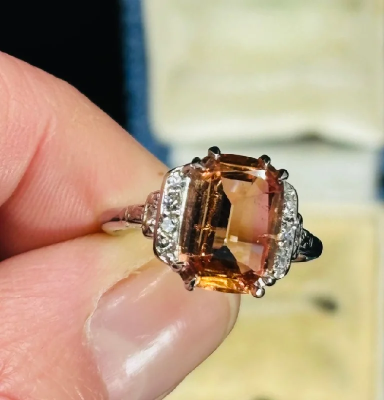 Silver Engagement Ring for Women-1920s Cushion Cut Imperial Topaz Ring