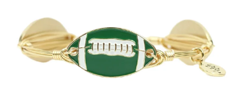 Handmade Gold Bangles Set-The Football Bangle Bracelet - Green