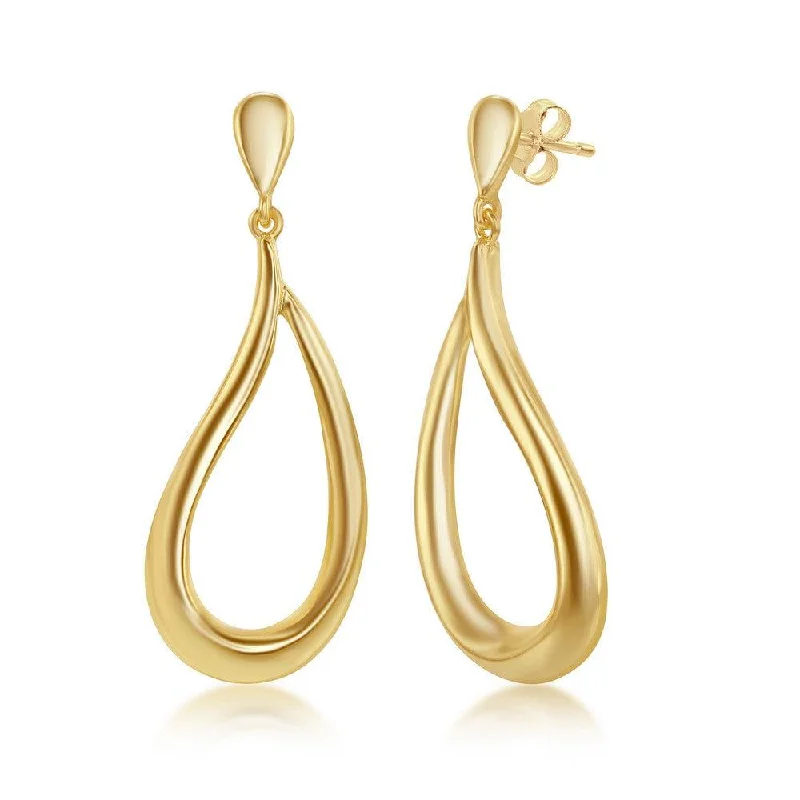 Elegant Cluster Earrings-Sterling Silver Gold Plated Teardrop Dangling Earrings