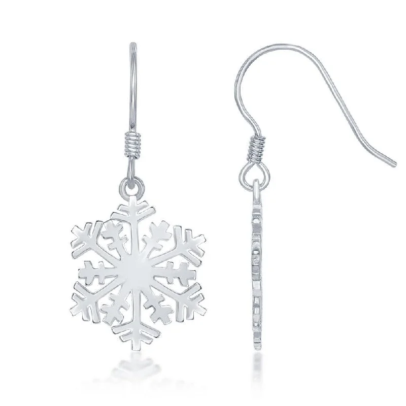 Geometric Hoop Earrings-Sterling Silver Snowflake Earrings