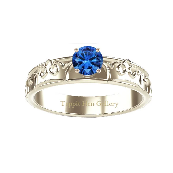 Classic Gold Ring-ROYAL EDINBURGH LUCKENBOOTH SAPPHIRE ENGAGEMENT RING IN 9CT WHITE GOLD