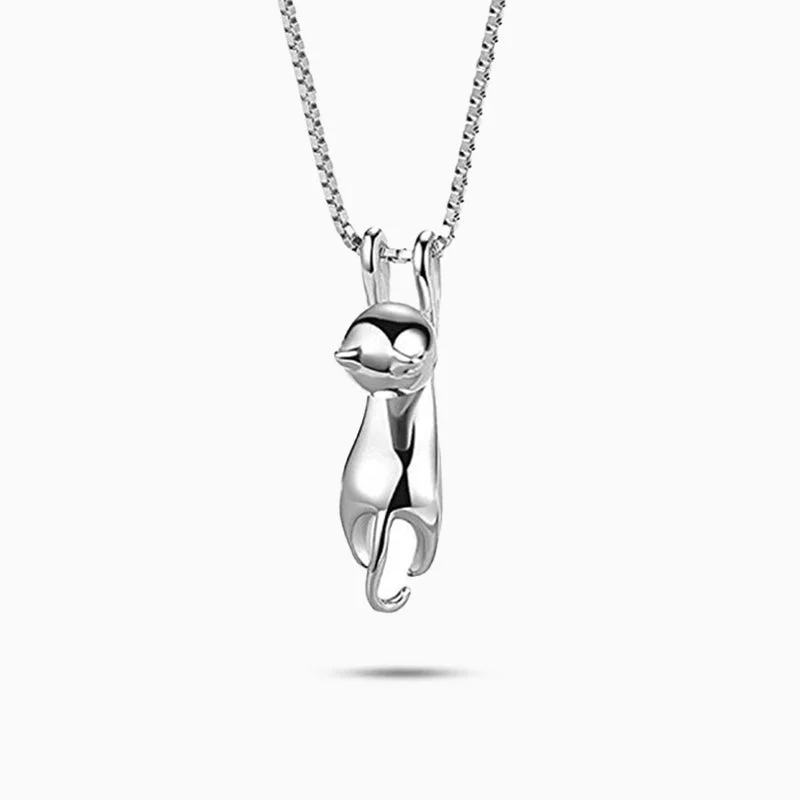 Statement Necklaces for Parties-Cute Kitten Pendant Necklace