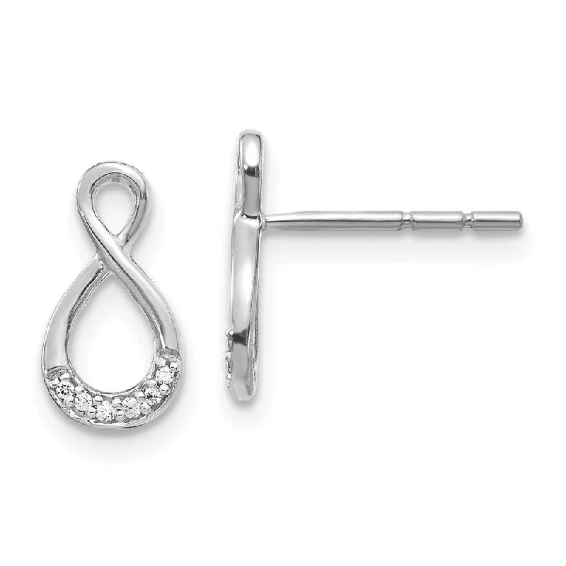 Artistic Wire Earrings-14k White Gold Diamond Post Earrings