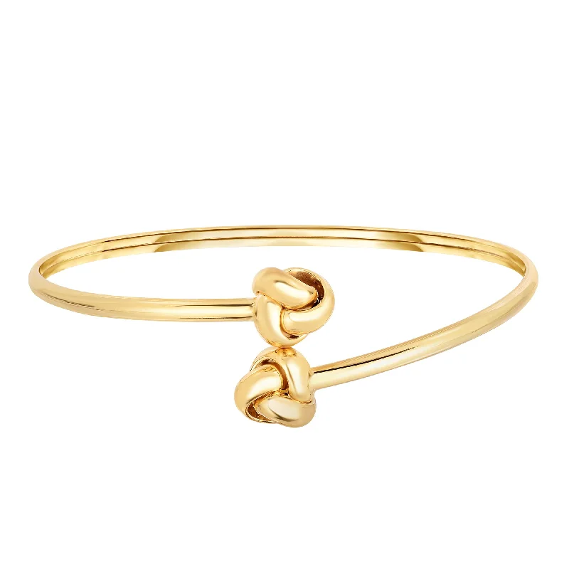 Colorful Charm Bracelets-14K Gold Love Knot Bangle