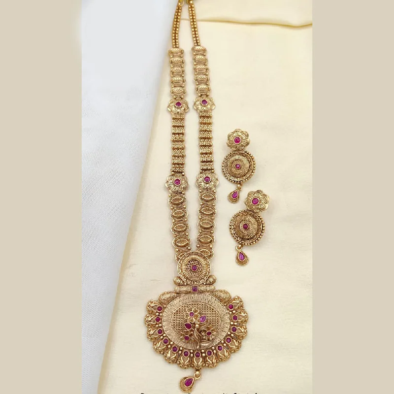 Elegant CZ Necklace-Jewel Addiction Gold Plated Pota Stone Long Necklace Set