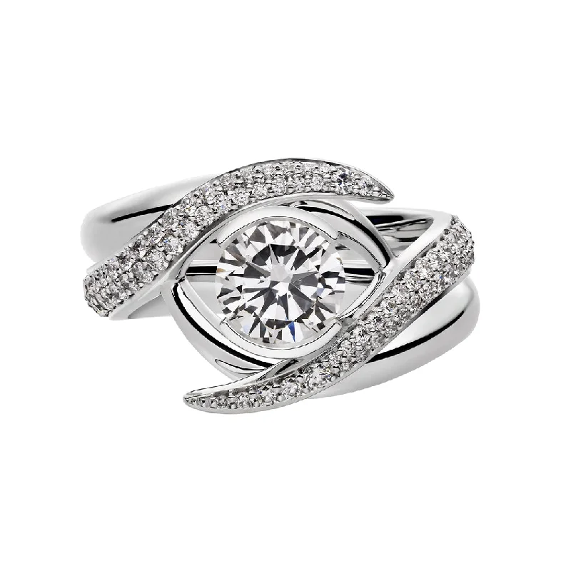 Custom Engagement Ring Set-Entwined Rapture100 Engagement Ring Set - 18ct White Gold & 1.32ct Diamond