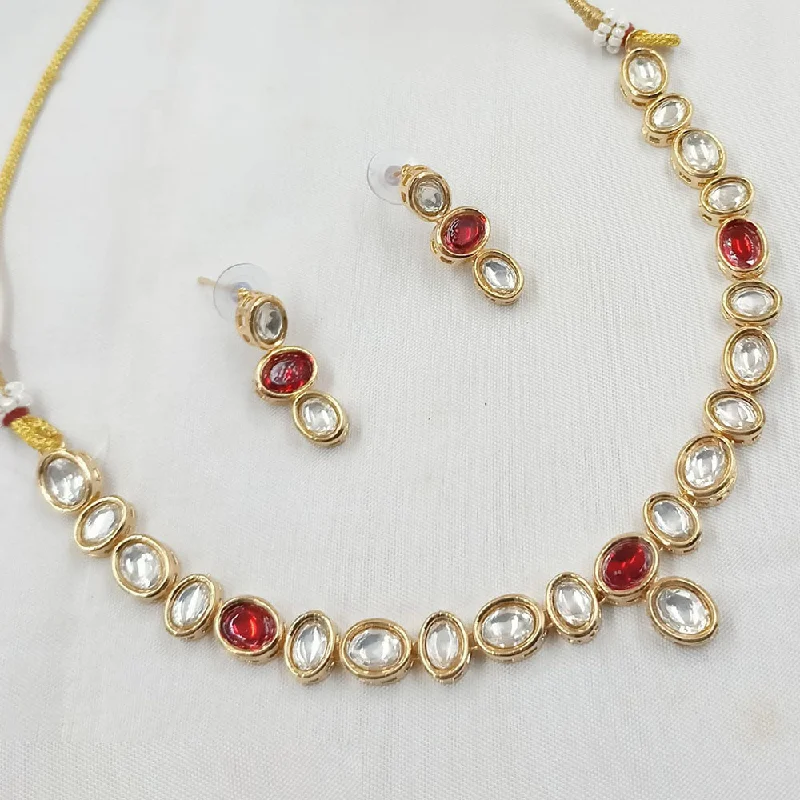 Minimalist Pendant Necklace-Padmawati Bangles Gold Plated Kundan Stone Necklace Set