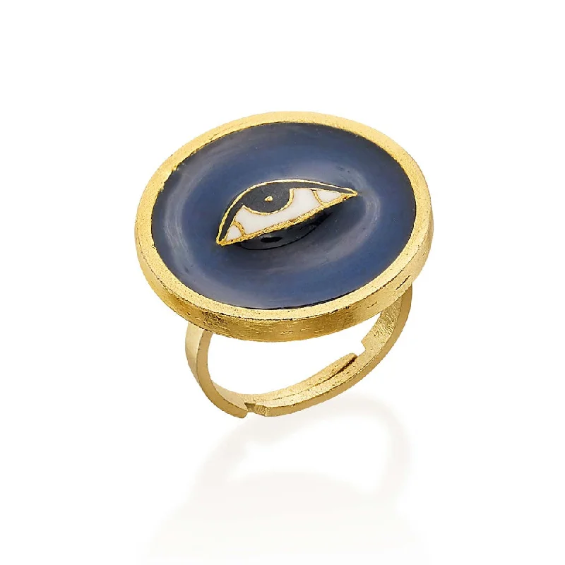 Black Diamond Ring-ROMA NARSINGHANI Gold Shiv Eye Ring