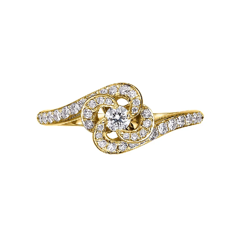 Elegant Gold Signet Ring-Entwined Petal10 Engagement Ring - 18ct Yellow Gold & 0.34ct Diamond