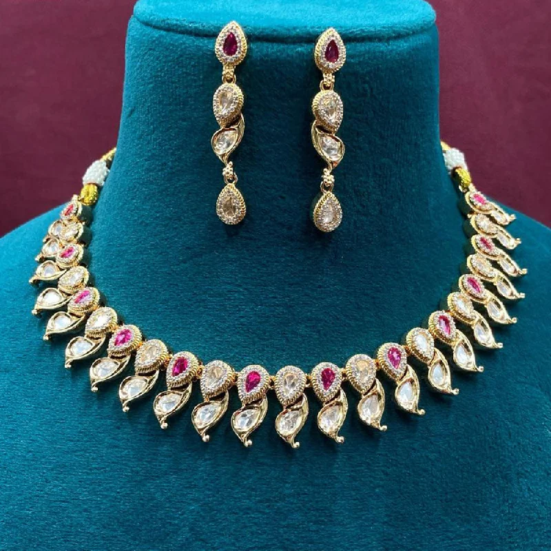 Cute Animal Pendant Necklace-Royal Kundan Jewellery Gold Plated Polki Kundan Necklace Set