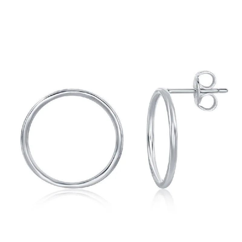 Classic Round Earrings-Sterling Silver Open Hoop Earrings