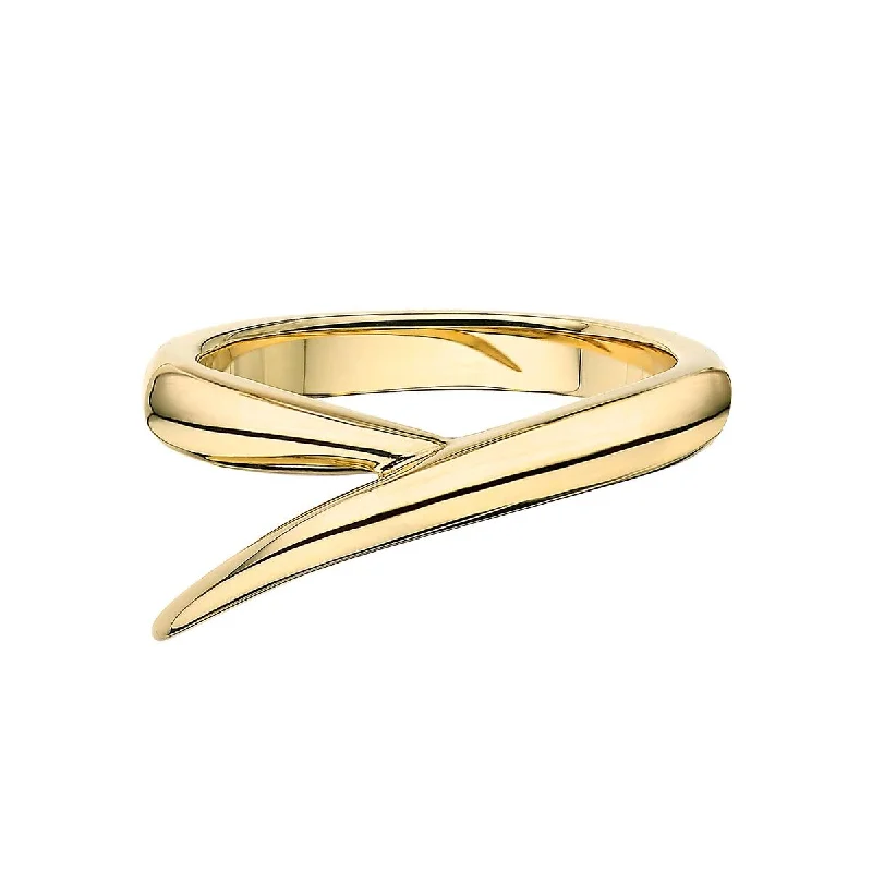 Wedding Ring Set with Diamonds-Interlocking Single Ring - 18ct Yellow Gold