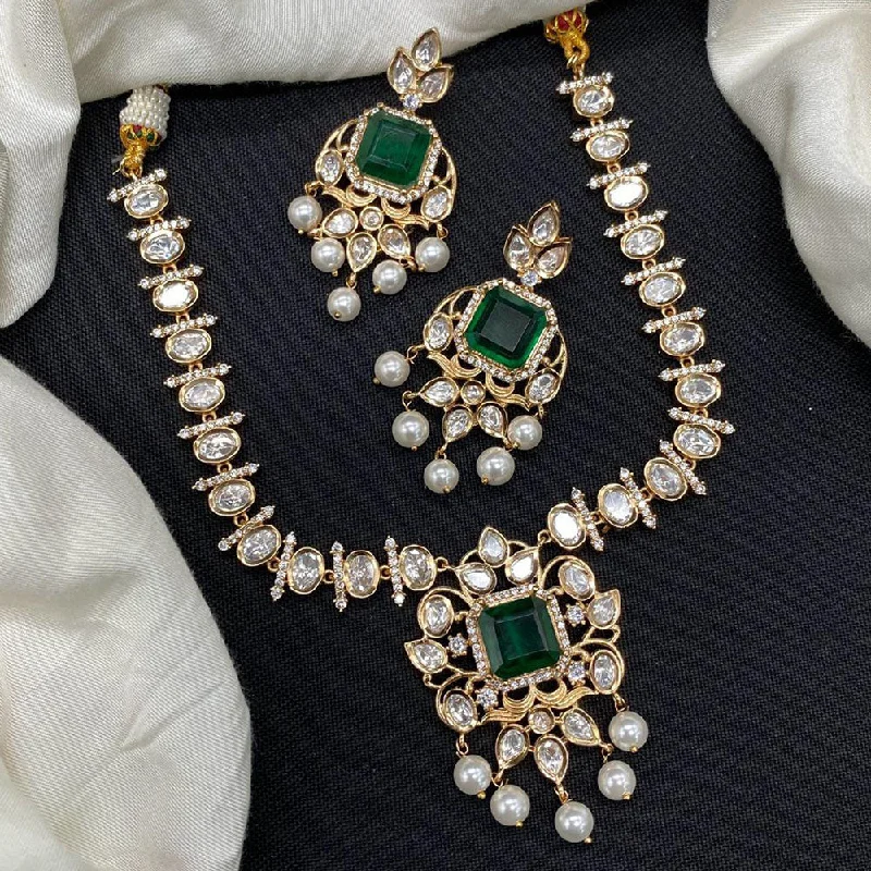 Layered Gemstone Necklace-Royal Kundan Jewellery Gold Plated Polki Kundan  Necklace Set