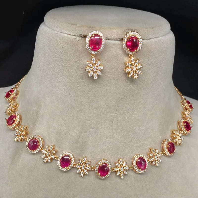 Handmade Necklace-Royal Kundan Jewellery Gold Plated Austrain Stone Necklace Set