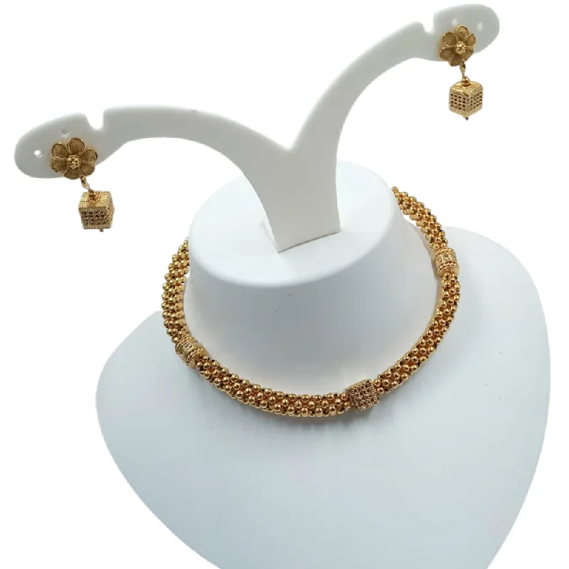 Custom Birthstone Jewelry Necklace-Padmawati Bangles Gold Plated Pota Stone And Pearls Choker Necklace Set