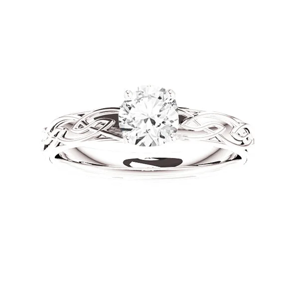 Gold Engagement Ring-EDINBURGH CELTIC FLOWS DIAMOND ENGAGEMENT RING IN 9CT WHITE GOLD DIAMOND