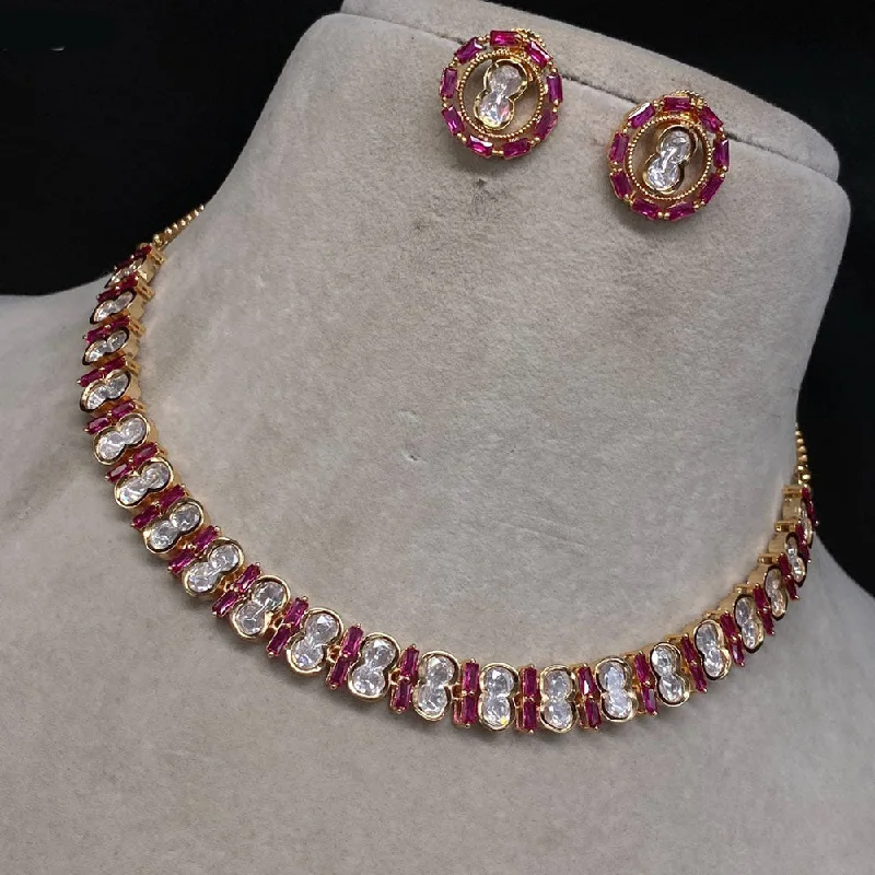 Boho Chic Necklace-Royal Kundan Jewellery Gold Plated Polki Kundan Necklace Set