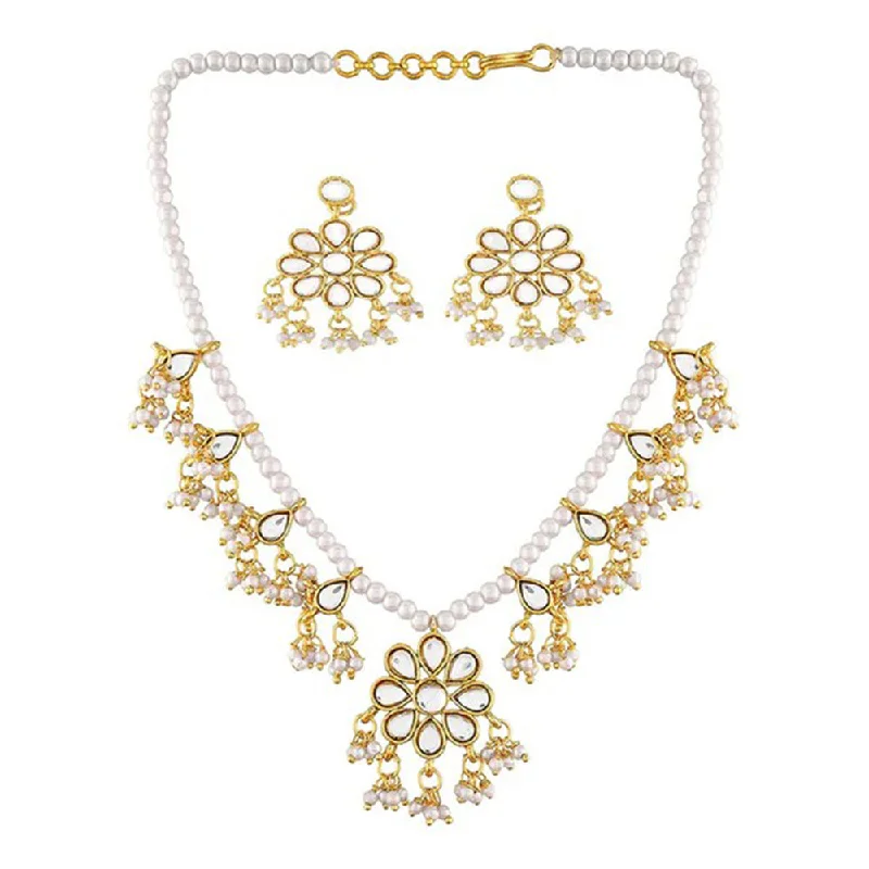 Heart Pendant Necklace with Diamonds-SNERA  Gold Plated Kundan Stone And Pearl Necklace Set