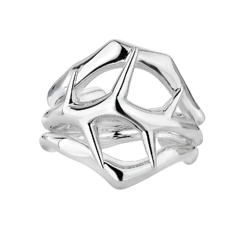 Simple Stacking Ring-Blackthorn Triple Ring - Silver