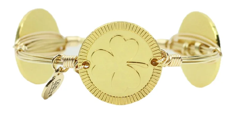 Luxury Gold Bangles-The Gold Shamrock Bangle Bracelet