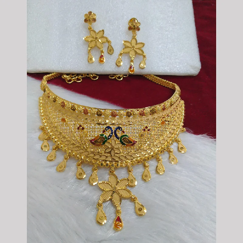 Heart Shaped Gold Necklace-Pari Art Jewellery Forming Choker Necklace Set