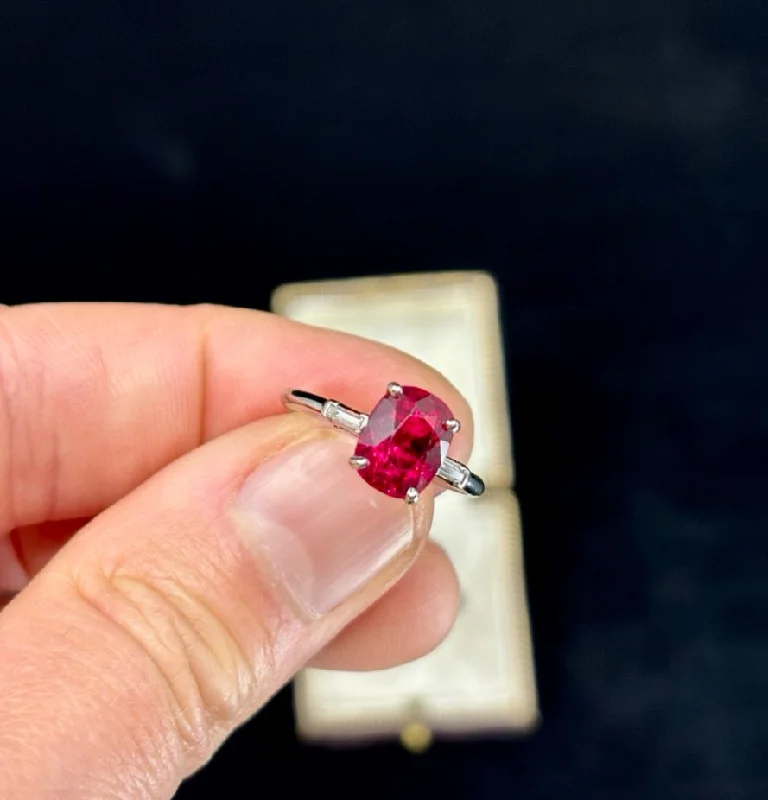 Classic Ruby Ring-1920s Raymond Yard 3.04ct Ruby and Diamond Ring