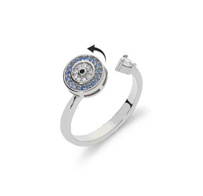 Vintage Pearl Ring-Evil eye twist ring silver