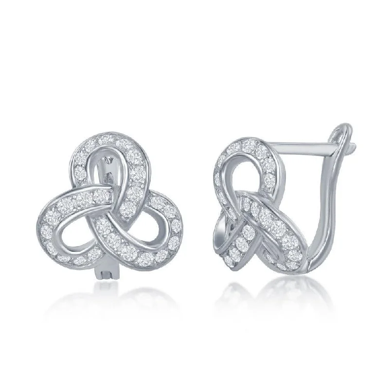 Simple Stud Earrings-Sterling Silver CZ Knot Earrings