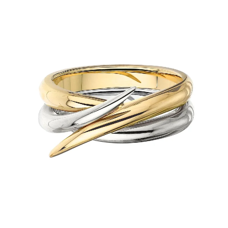 Personalized Gemstone Ring-Interlocking Duo Ring - 18ct White and Yellow Gold