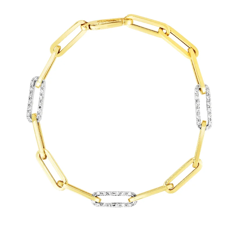 Luxury Custom Gold Bracelets-14K .96ct Diamond Paperclip Chain