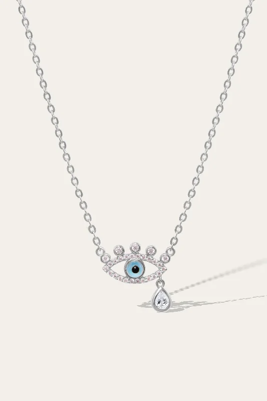 Multi-Strand Necklace-Weeping Evil Eye Silver Necklace