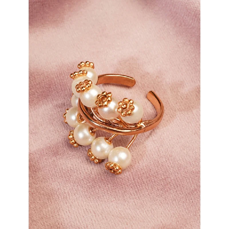 Diamond Ring for Anniversary-Suhani Pittie Pearl Ivy Gold Plated Tree Ring