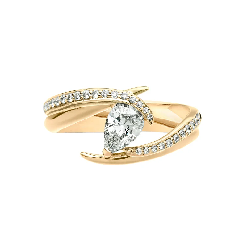 Vintage Gold Ring-Entwined Captured Vine60 Engagement Ring - 18ct Yellow Gold & 0.85ct Diamond