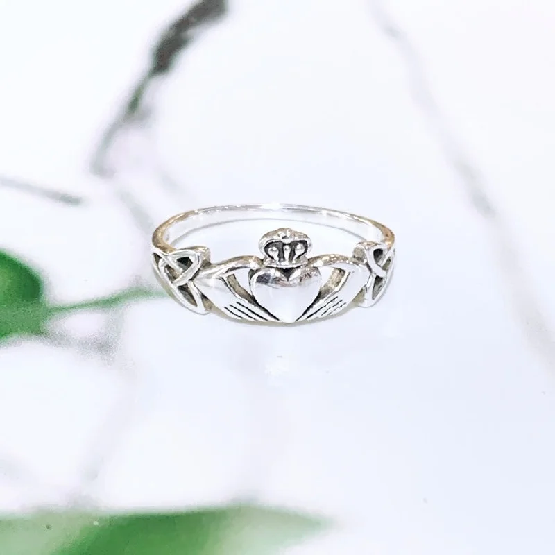 Silver Heart Ring-Sterling Silver Trinity Claddagh