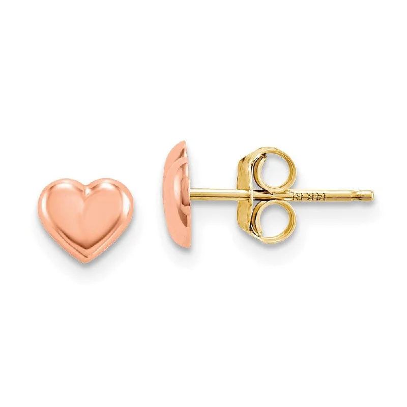 Elegant Crystal Earrings-Madi K Kid's 14k  Rose Gold Heart Post Earrings