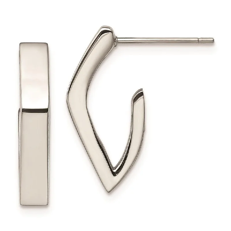 Unique Designer Earrings-Stainless Steel Polished J Post Earrings